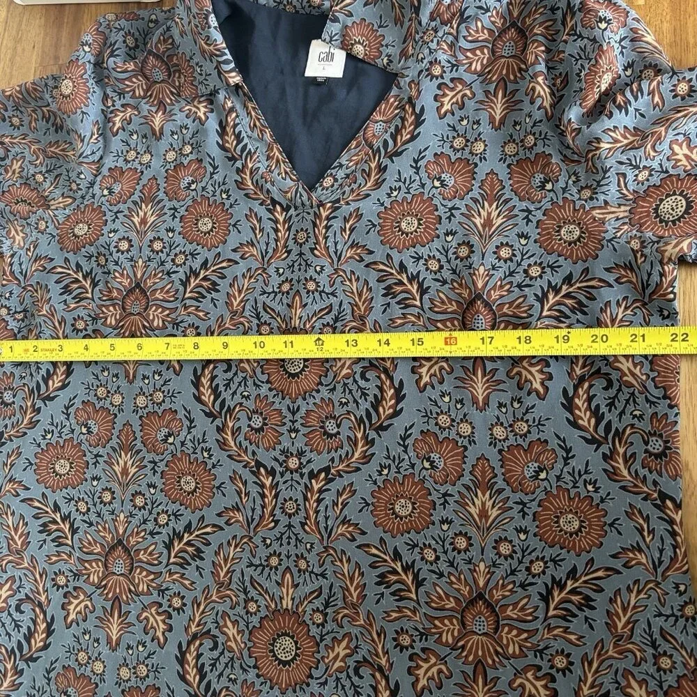 CABi Floral‎ Provincal Tunic Dress V-neck Long Sleeve Size Large Autumn Floral
